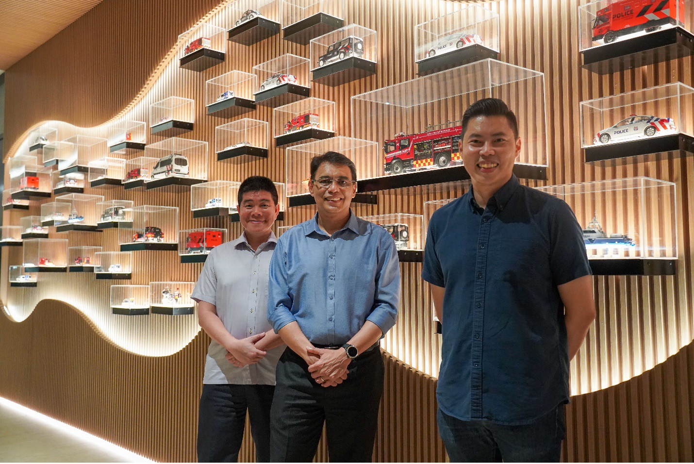 [From left to right] LTC (NS) Nicholas Lee, AC Kadir Maideen, and SGT2 (NS) Shawn Quek Source: HomeTeamNS