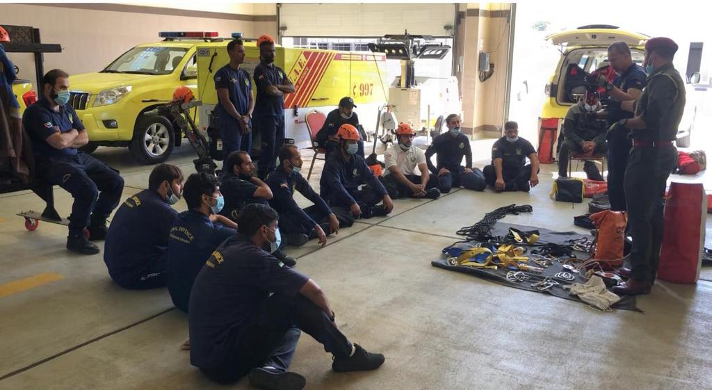 SWO (RET) Selamat (second man standing from the right) conducting training with the trainees at ADCDA