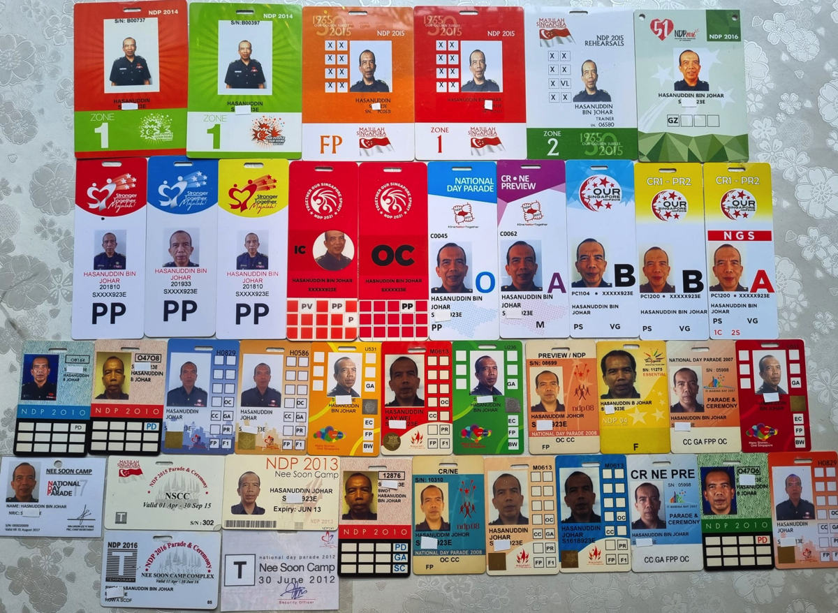 SWO2 Hasanuddin’s collection of NDP badges for the past 15 years