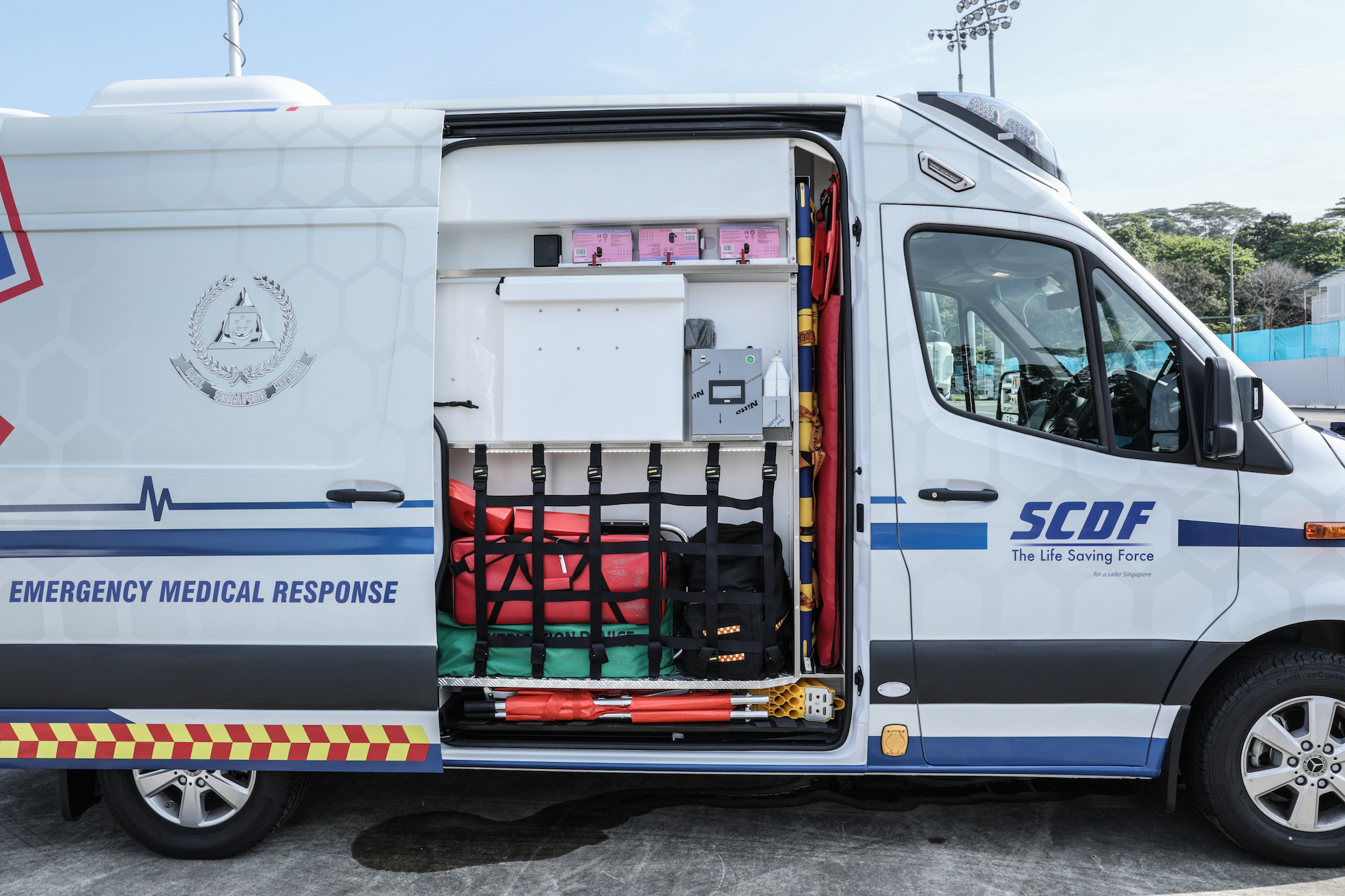 The seventh-generation ambulance has a modular storage system that allows medical equipment to be rearranged or carried around with ease.