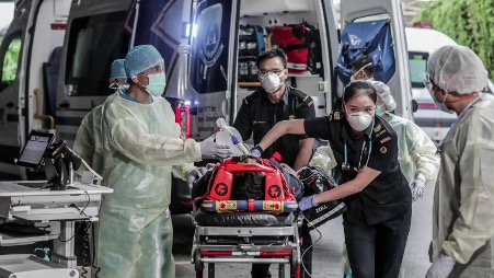 SCDF EMS officers during the Covid-19 pandemic SCDF EMS officers during the Covid-19 pandemic